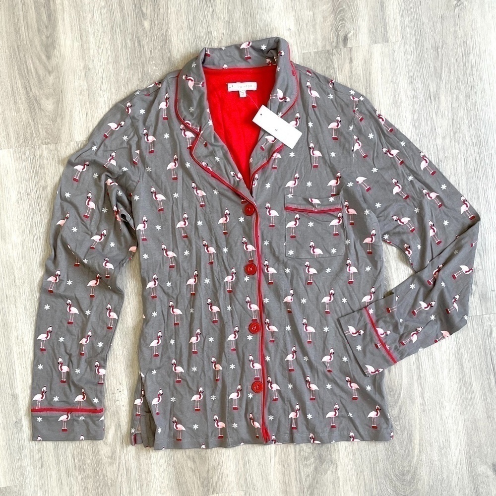 PJ Salvage Button Up Flamingo Pajama Lounge Top